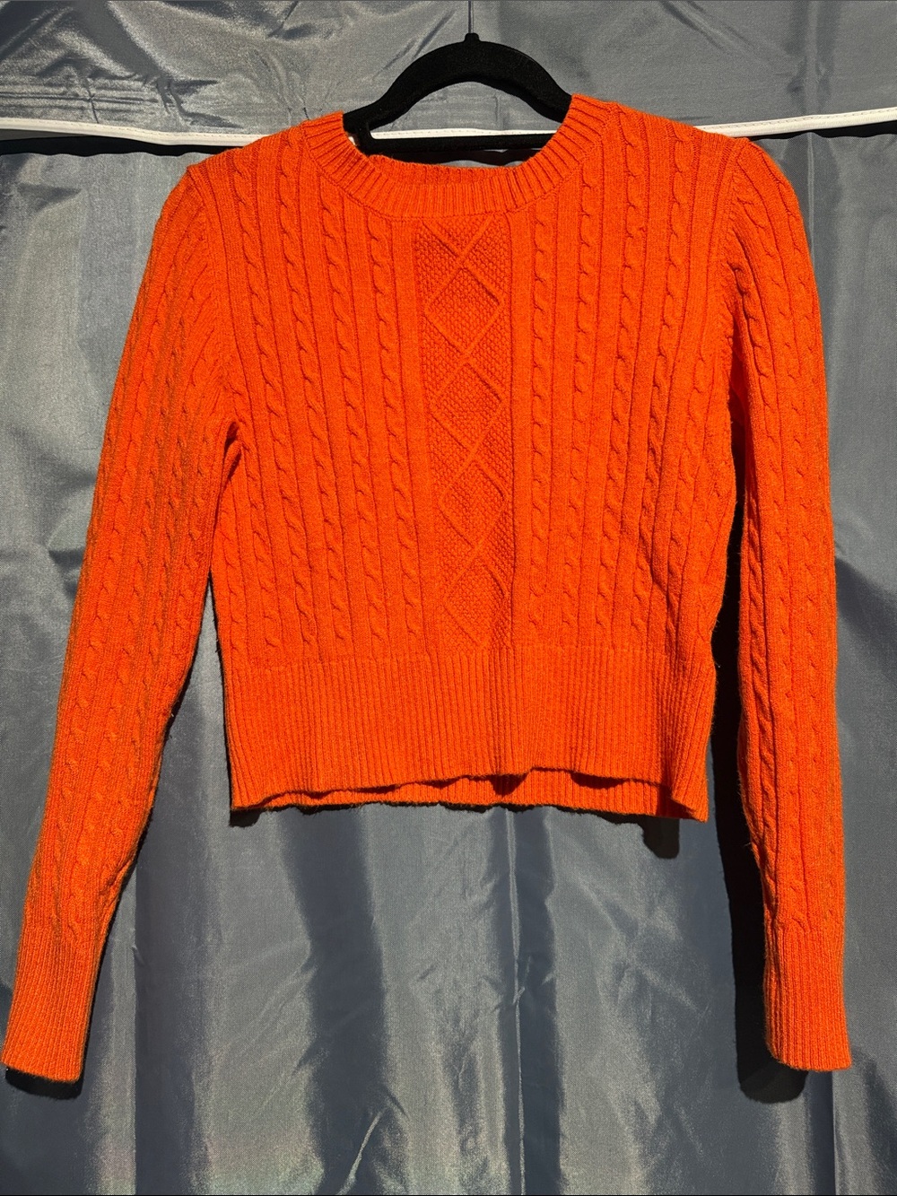 Jessica Simpson Bright Orange Cable Knit Cropped Sweater